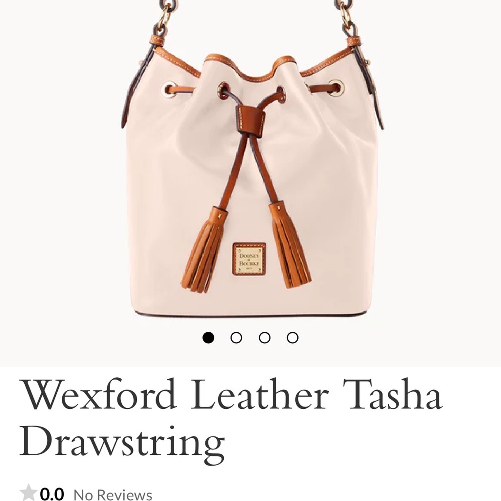 Dooney & Bourke Cream and Brown Leather Drawstring Bag